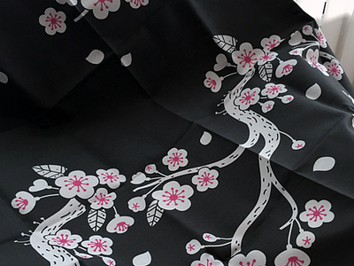 Sakura black textile print cherry blossom japanese pattern print spring textile