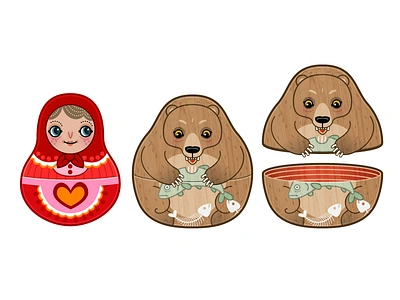 Babushka babushka bear illustration matryoshka nesting doll russian vector