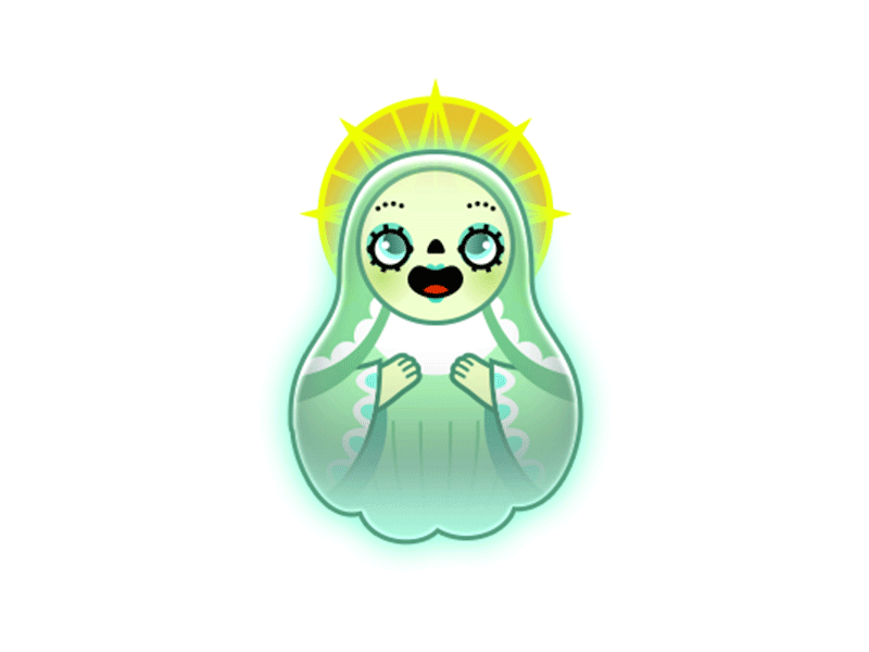 Ghost animation babushka ghost illustration matryoshka nesting doll russian vector
