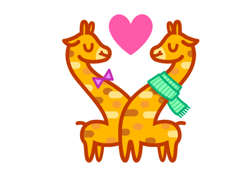Qutie Pie sticker set animation giraffes iphone itunes love stickers vector graphics