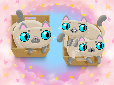 Happy kittens cat cute game graphics pixel graphics vector graphics