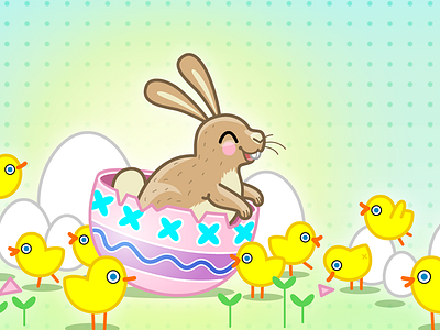 Happy Easter bunny chickens easter egg vector graphics