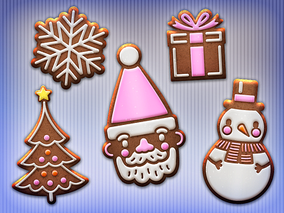Happy Yule chrismas tree gingerbread present santa claus snowman vector graphics