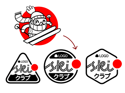 Ski club logo concept design japanese logo sketch ski skiing vector graphics