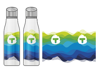 Summer water bottle bottle corporate identity design gradient print summer vector graphics wave