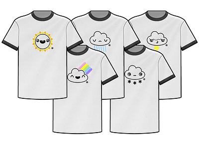 Weather forecast character design prints rain rainbow snow sun t shirts thunder vector graphics weather