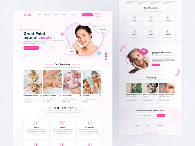 Beauty store Landing page Concept beauty website best shot cosmetics ecommerce fashion figmadesign girl home home page landing page popular shot shopping spa treatment uiux website woocommerce