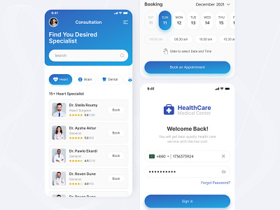 Medical Care Mobile App Design app ui clinic consultations doctor doctor appointment ecommerce health healthcare home hospital medical app medicine mobile app mobile design mobile ui patient app sign in sign out ui uiux