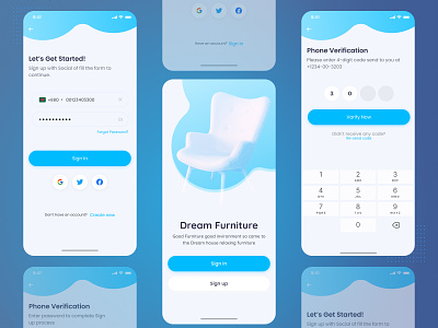Furniture Mobile App app ui clean ecommerce figma design figma ui furniture furniture app furniture app design intro ios log in log out minimal moblie app moblie ui sign in sign up ui uiux welcome screen