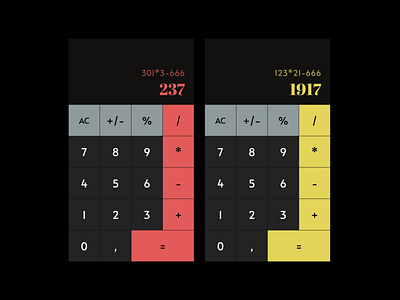 DailyUI #004 - Calculator app design app designer branding calculator colordesign daily ui challenge dailyui darkmode design red ui ux