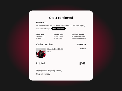 DailyUI #017 - Email Receipt