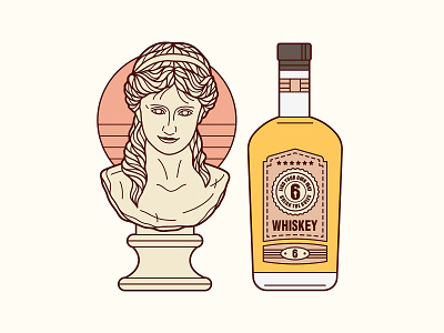 Sculpture & Whiskey Illustration