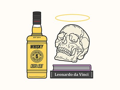 Skull & Whisky Illustration digitalart drawing illustration key6art popart skull vectorart vintage whisky