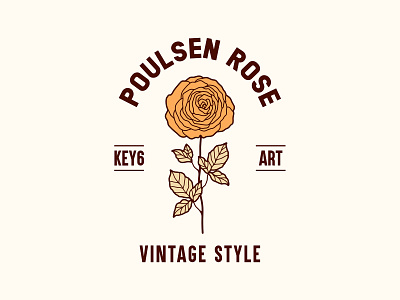 Poulsen Rose Vintage Label digitalart drawing graphicdesign illustration key6 art key6art popart retro rose tattoo vectorart vintage