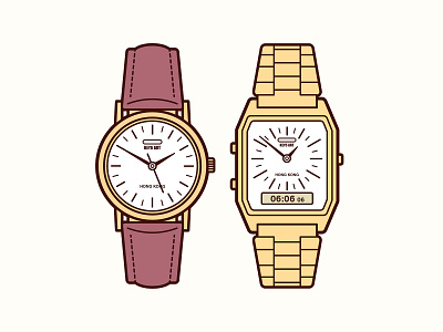 Vintage Old Watches Illustration