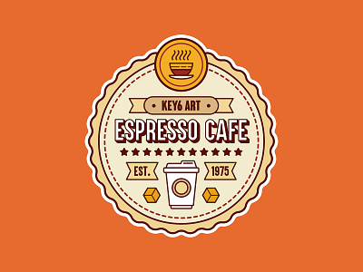 Espresso Cafe Vintage Label cafe coffee graphicdesign key6 art key6art logo logo design vectorart vintage vintage logo