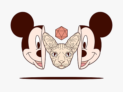 Mickey Mouse & Sphynx Cat Illustration