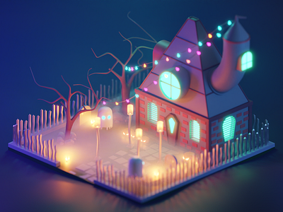 Halloween 3dillustration 3dmodeling blender blender3d illustraion illustration isometric low poly lowpoly lowpolyart