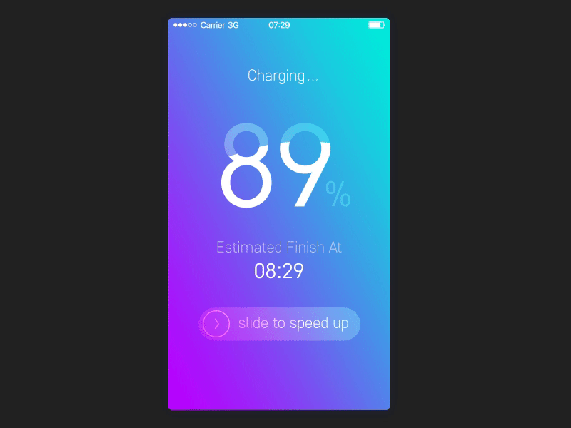 Charging Animation animation app battery charge charging clean colorful concept gradient ios iphone ui