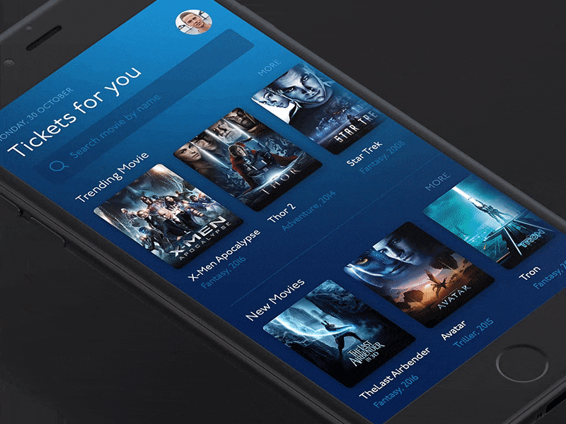 Purchase Movie Tickets app booking catalog concept ios list movie payment ticket