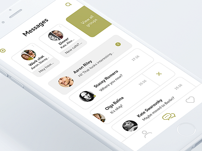 Messenger App — List screen chat clean concept ios list messages minimal sketch ui white