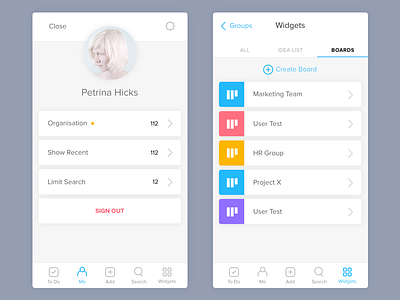 To-Do App Concept app application boards clean ios list profile to do widgets