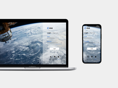 Login Page - European Space Agency dailyui esa europeanspaceagency glassmorphism login onepull sign up space uxui