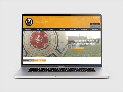 Maidstone United FC Website Re-design branding design desktop design figma graphic design logo graphicdesign laptop mockup uxui uxui webdesign landingpage uxuidesign websitedesign