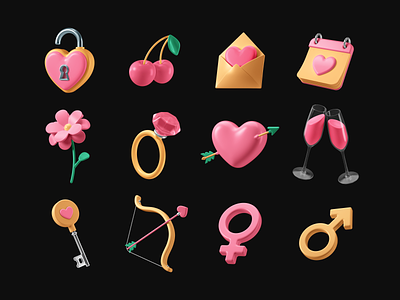 3D Icons Pack - Romance