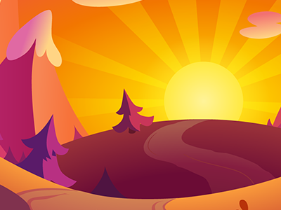Moshi Movie Sunset 2d animation background illustration illustrator moshimonsters