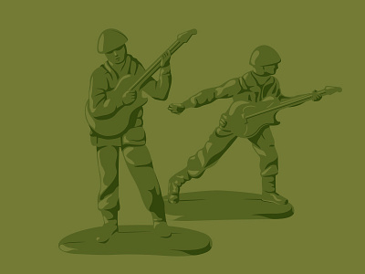 British Sea Power army men flat illustration rock band vector