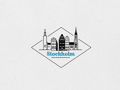 Destination Stamps Series: Stockholm badge gamla stan icon illustration riddarholm stadshuset stamp stockholm stortorget sweden