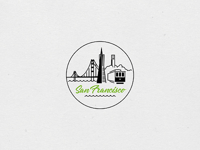 Destination Stamps Series: San Francisco badge california coit tower golden gate bridge icon illustration san francisco stamp transamerica pyramid trolley