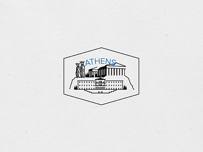 Destination Stamps Series: Athens acropolis athens badge caryatid greece icon illustration parliament parthenon stamp