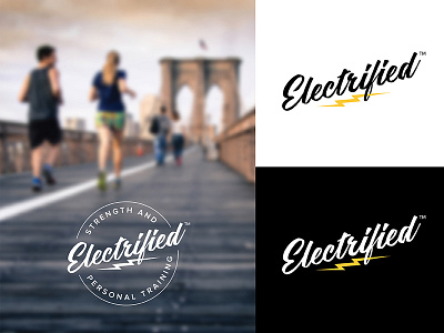 Electrified Logo Collage bolt electrified lightning logo personal training script stamp