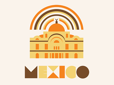Mexico Palacio poster architecture building design geometric icon illustration illustrator mark mexico mexico city palacio de bellas artes rainbow travel travel poster type typography vector