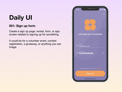 Daily UI - 001 Sign up daily 100 challenge daily ui 001 dailyui dailyuichallenge design figma ios uidesign uxdesign