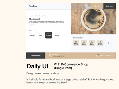 Daily UI - 012 E-Commerce shop (single item) daily 100 challenge daily ui 012 dailyui dailyuichallenge design figma ui uidesign ux uxdesign