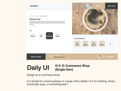 Daily UI - 012 E-Commerce shop (single item)