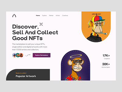 NFT Marketplace Hero Section Design design typography ui ux