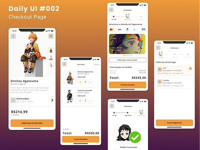 Daily UI #002 - Check Out Page anime checkout demon slayer design mobile payment ui
