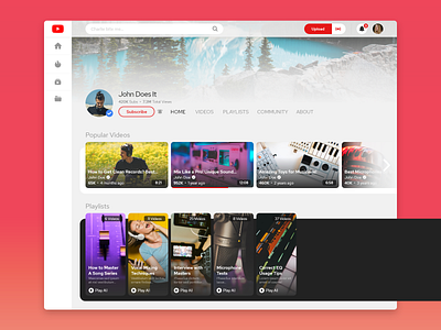 Youtube Channel Page Re-Design (Concept) adobe xd clean concept daily ui design flat modern page profile redesign ui user interface ux youtube