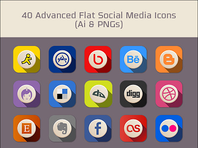 40 Free Advanced Flat Social Media Icons