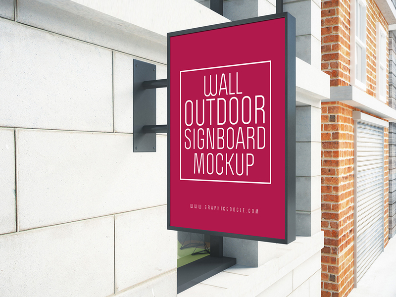 Download Wall Outdoor Signboard Mockup by Ess Kay | uiconstock on ...