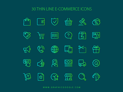 30 Thin Line E-Commerce Icons e commerce icons icons