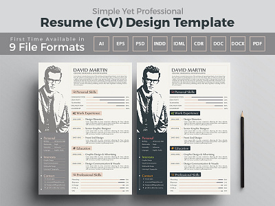 Simple Yet Professional Resume (CV) Design Templates cv resume resume template