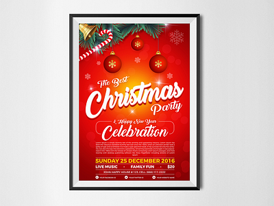 Free Christmas & Happy New Year Party Flyer Design Template christmas flyer happy new year flyer