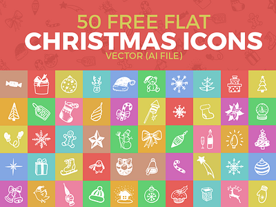 50 Free Flat Christmas Icons Vector Ai File