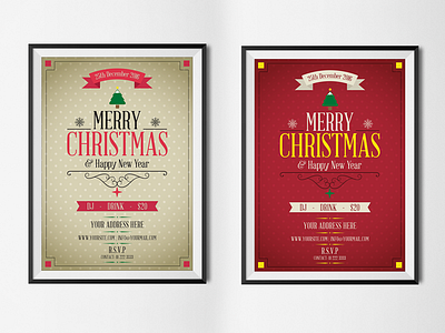 Free Merry Christmas & Happy New Year Flyer Template Psd christmas flyer happy new year flyer