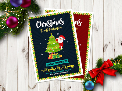 Free Christmas Party Celebration Flyer Template in Ai